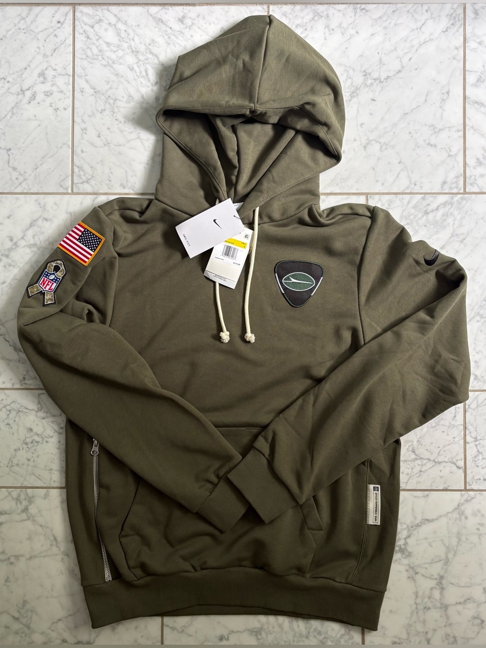 Nike Men  New York Jets Salute To Service 2025 Olive Dri-FIT Pullover Hoodie NFL